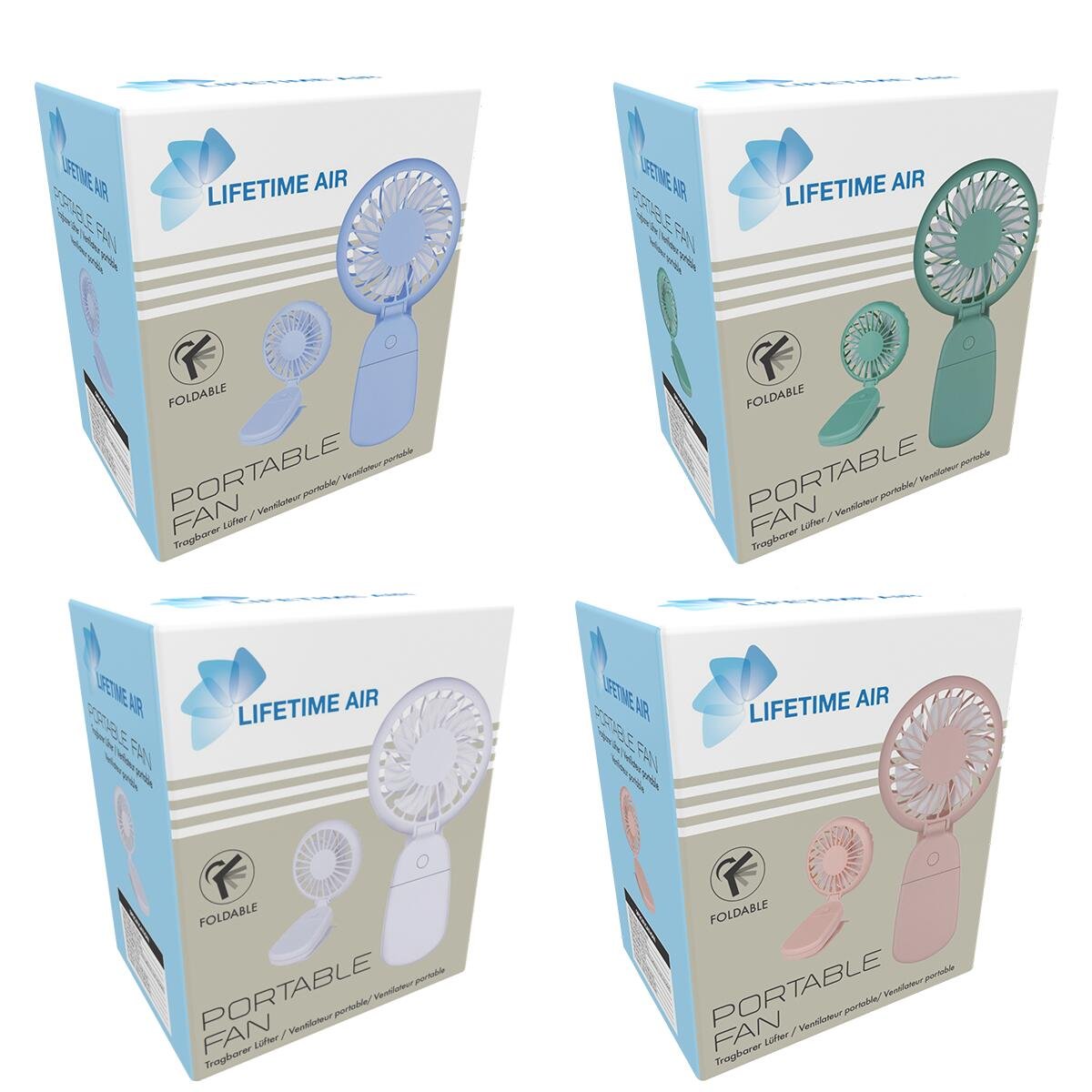 DRAAGBARE VENTILATOR  + KLEM 4 ASS KLEUR - 10 10 20 30 40 50 60 70 80 90 100 107 - 504970