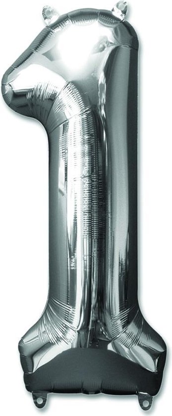 FOLIE OPBLAASCIJFER NR 1 ZILVER 92 CM - 12 10 14 - 535007