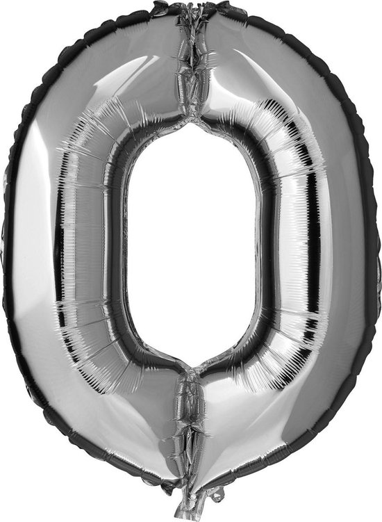 FOLIE OPBLAASCIJFER NR 0 ZILVER 92 CM - 12 10 15 - 535006