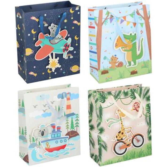 GESCHENKTAS DIEREN 4 ASSORTI 32x26 CM - 12 10 20 30 39 - 503864