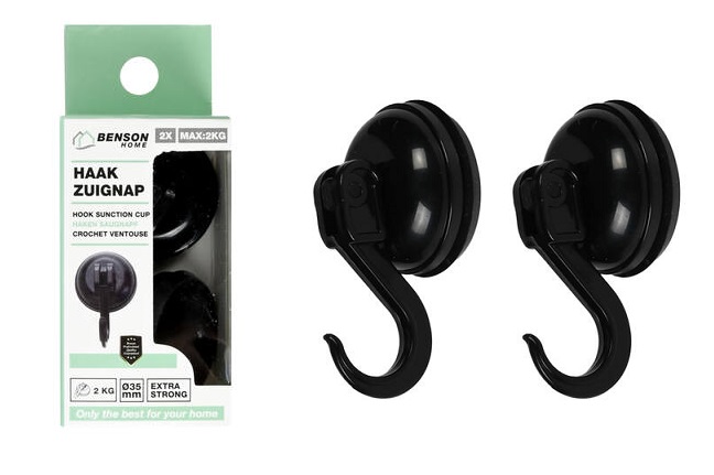 HAAK ZUIGNAP 2ST ZWART EXTRA STERK 2KG - 123 10 20 22 - 534273