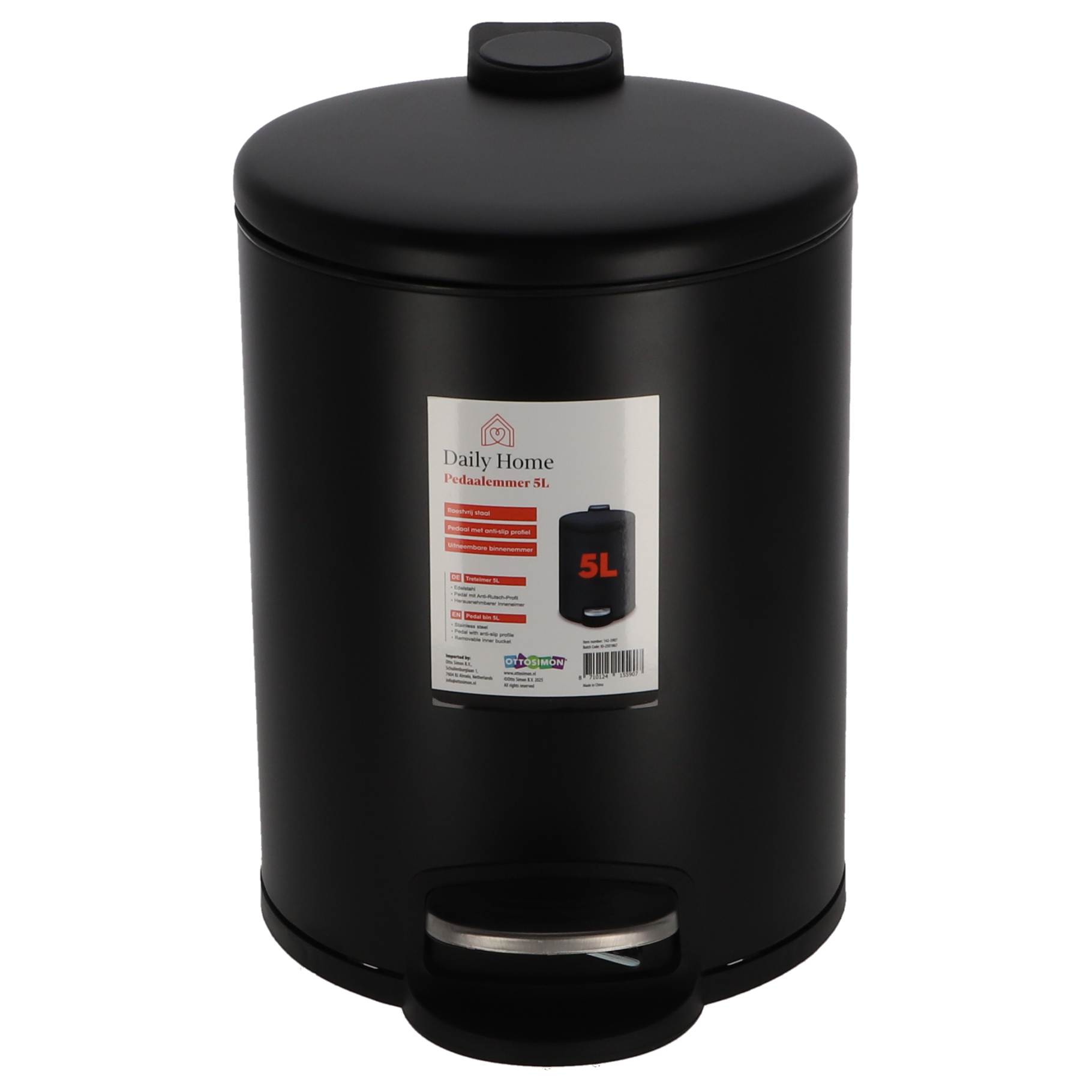 DAILY HOME PEDAALEMMER 5 LITER ZWART - 142 5907 - 333961