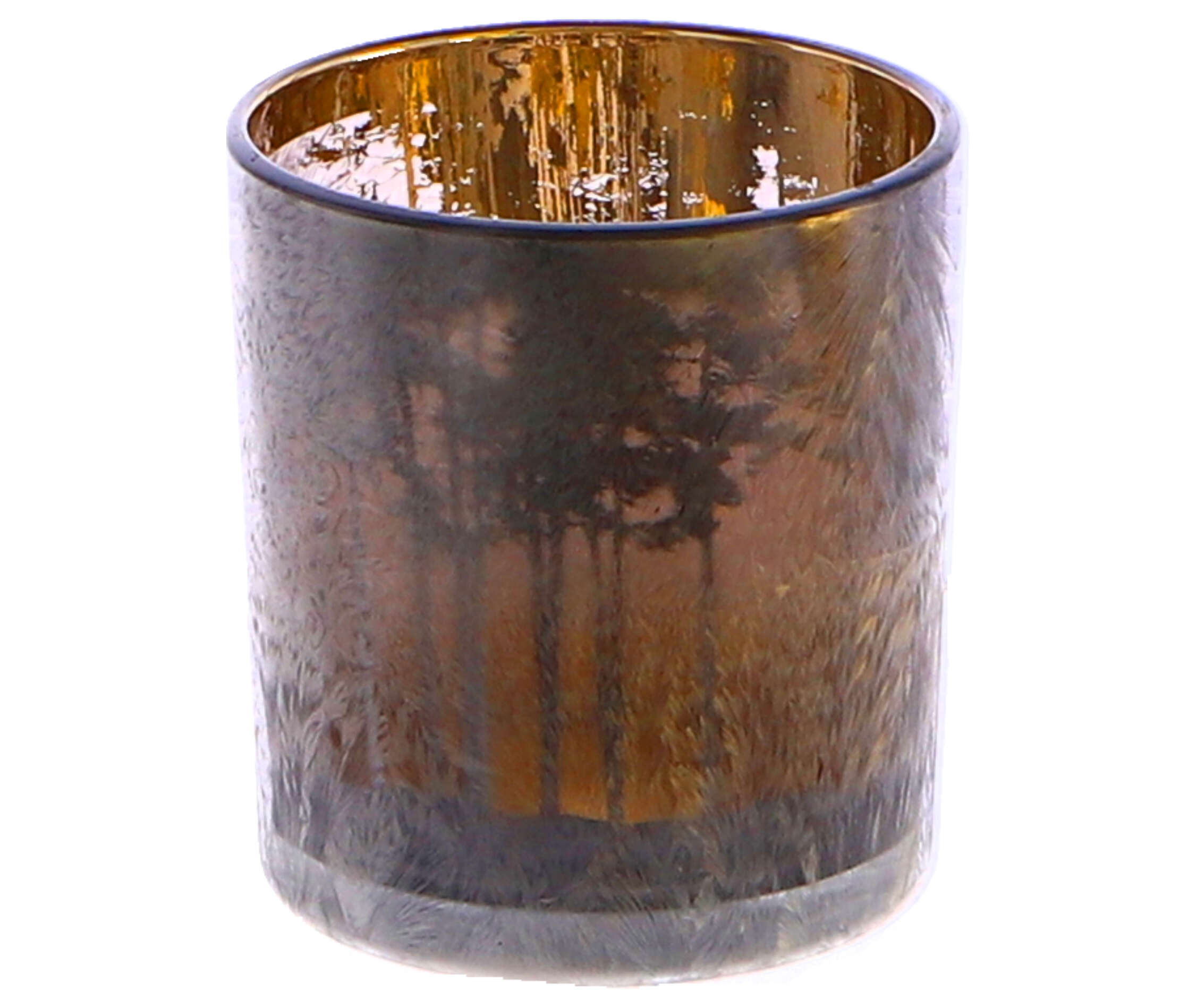 KERST THEELICHTHOUDER GLAS GOUD/FROSTED - 191 6785 - 533395