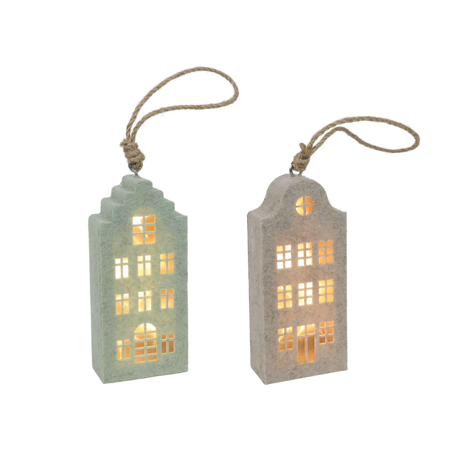 KERST GRACHTENHUIS HANGER BEIGE GROEN - 193 3024 - 529050