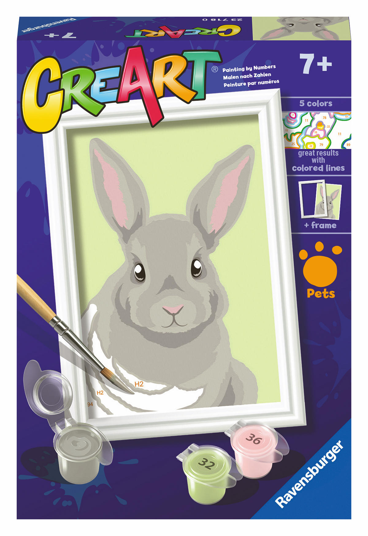 CRE ART GRIJS KONIJN POESRAVENSBURGER - 4005556237180 - 536180