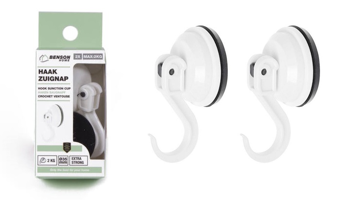 HAAK ZUIGNAP 2ST WIT EXTRA STERK 2KG - 5 10 20 30 40 50 60 70 80 81 - 534274