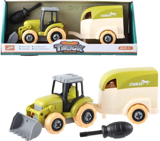 TRACTOR+TRAILER PAARD 26 CM - 5 10 20 30 40 50 60 70 80 89 - 534911