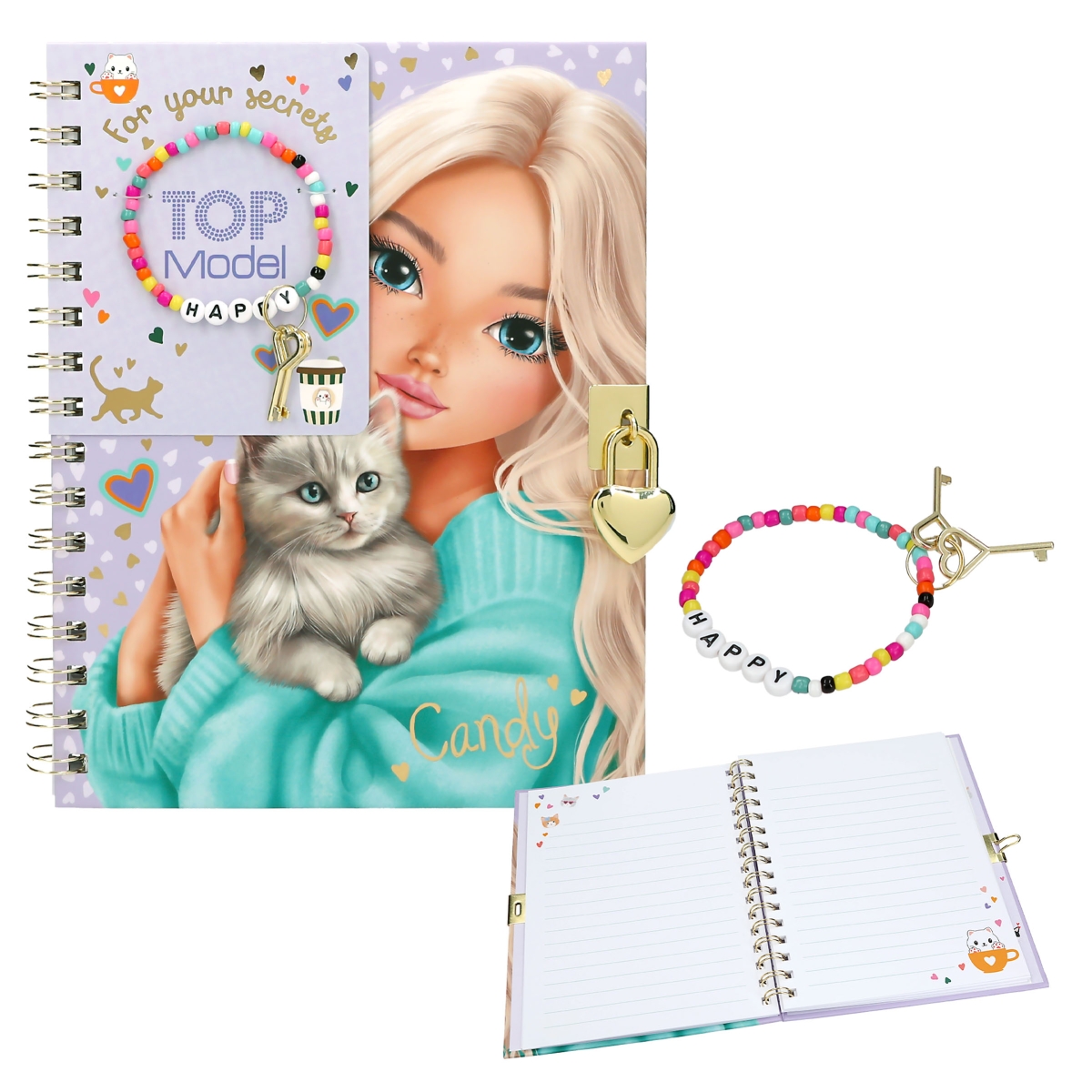 TOPMODEL DAGBOEK MET SLOT EN ARMBAND - 5 10 20 30 40 50 60 70 80 90 100 110 120 130 140 150 154 - 0010539356