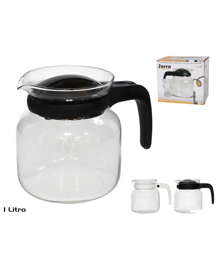 THEEPOT GLAS 1 LITER ASS KLEUR ZWART WIT - 58 - 523384