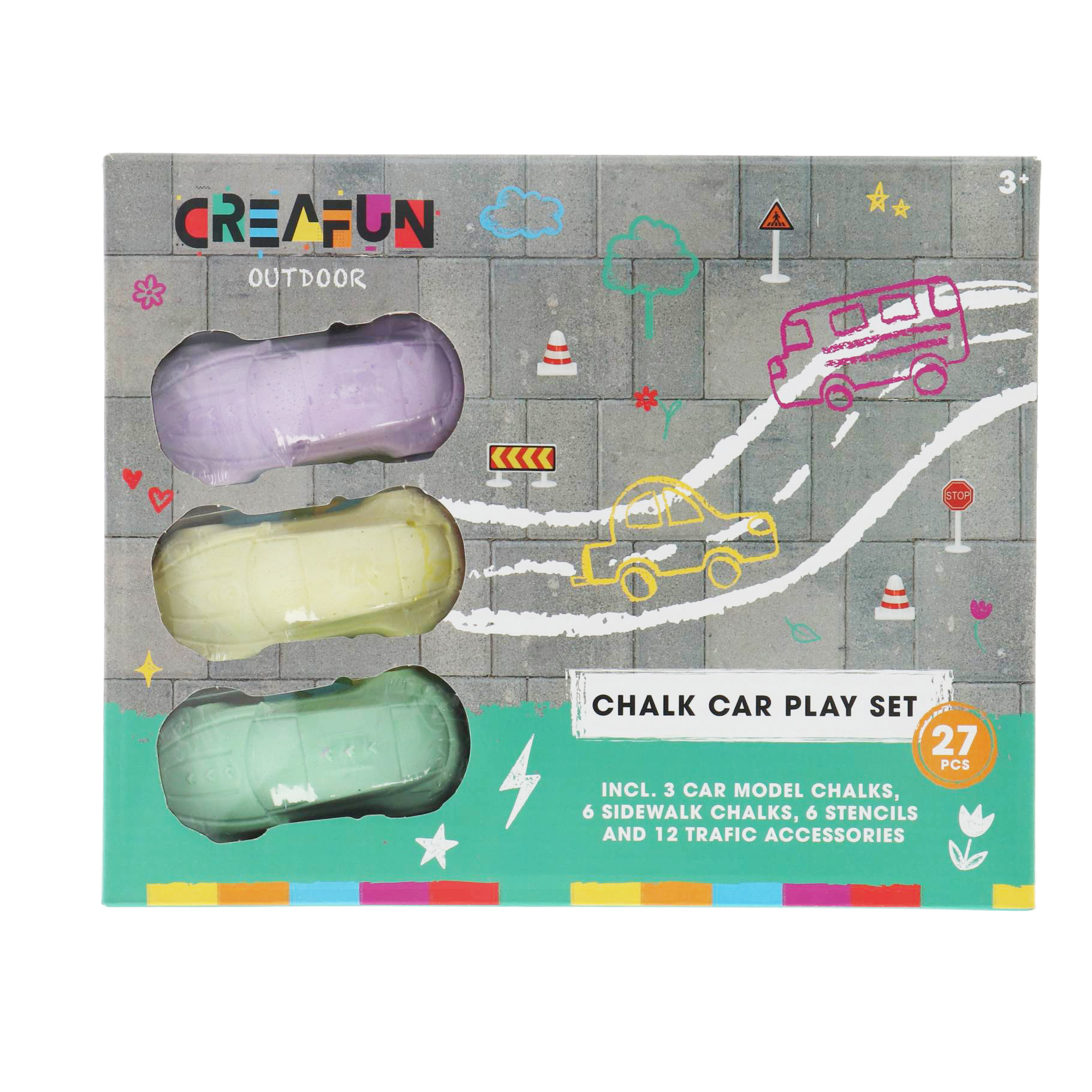 CREAFUN STOEPKRIJT + AUTOS & WEGENSET 3S - 653 1204 - 516049