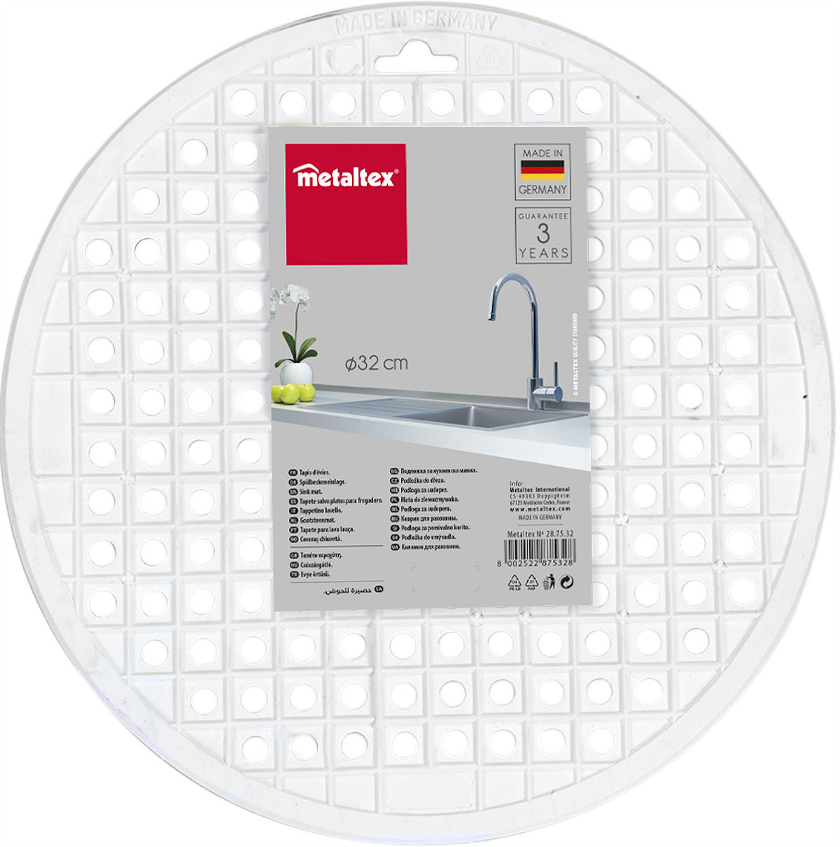 GOOTSTEENMAT ROND 32 CM WIT - 8002522875328 - 535500