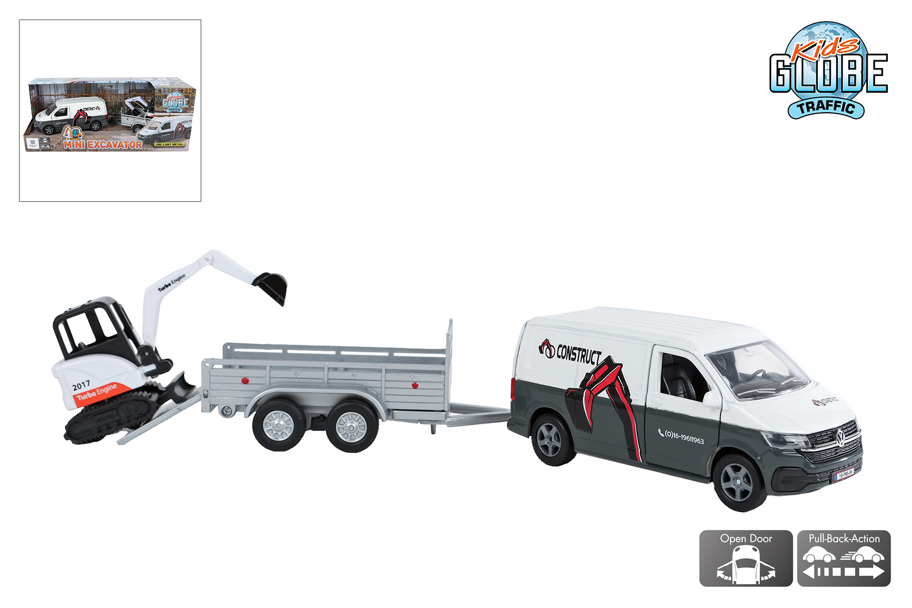 VW TRANSPORTER + TRAILER + MINIGRAVER - 8713219554395 - 0010539295