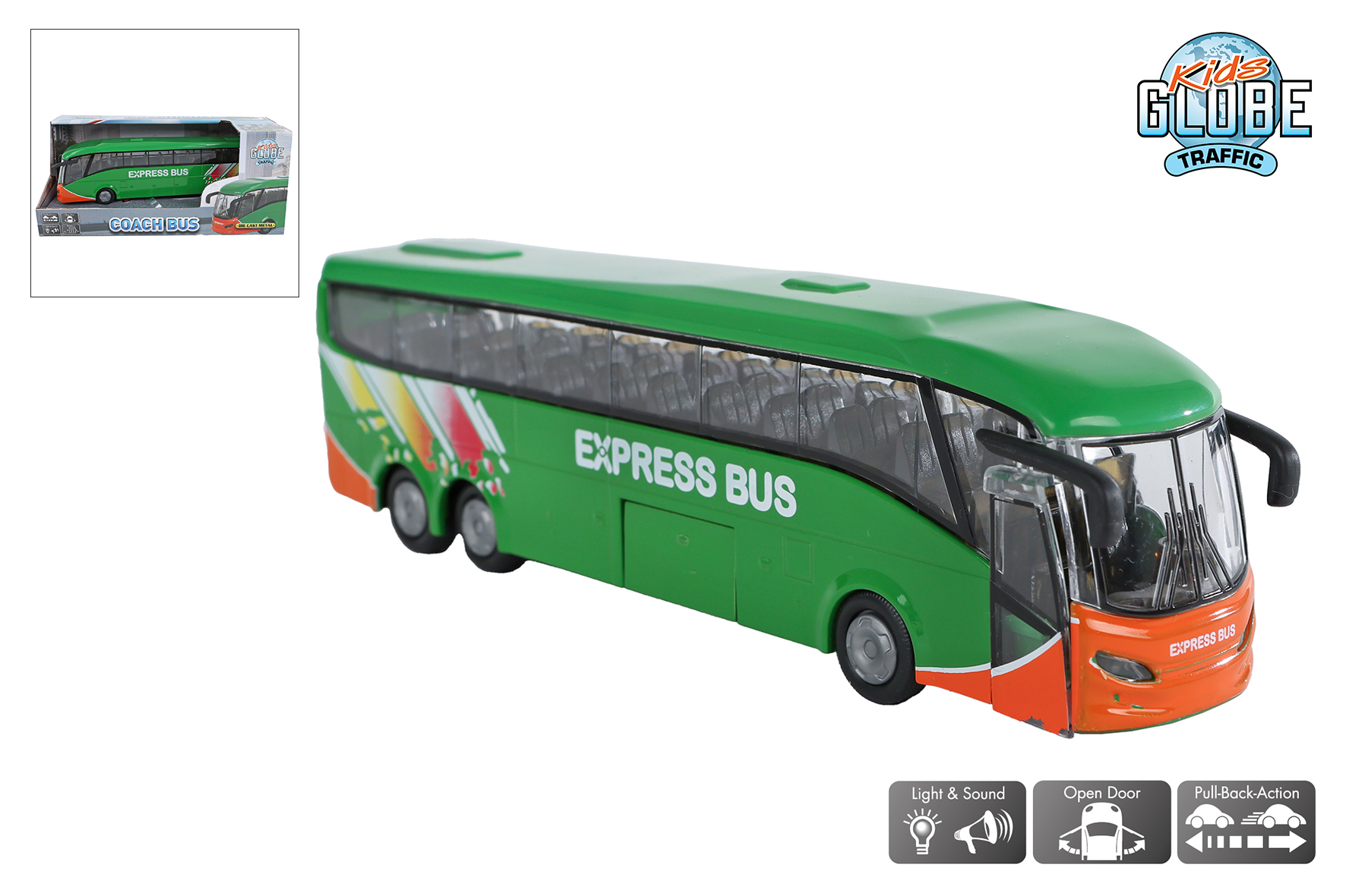 KIDS GLOBE BUS LICHT & GELUID PB 18,5CM - 8713219557174 - 524796