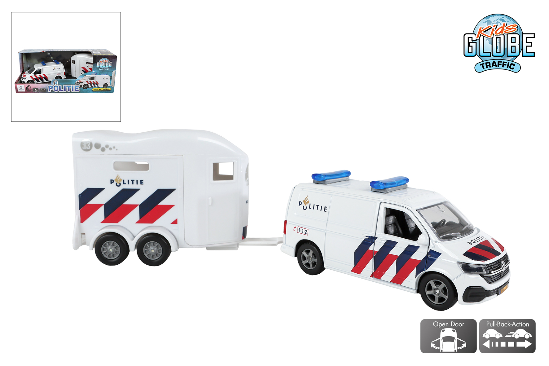 VW TRANSPORTER POLITIE + PAARDENTRAILER - 8713219580110 - 334296