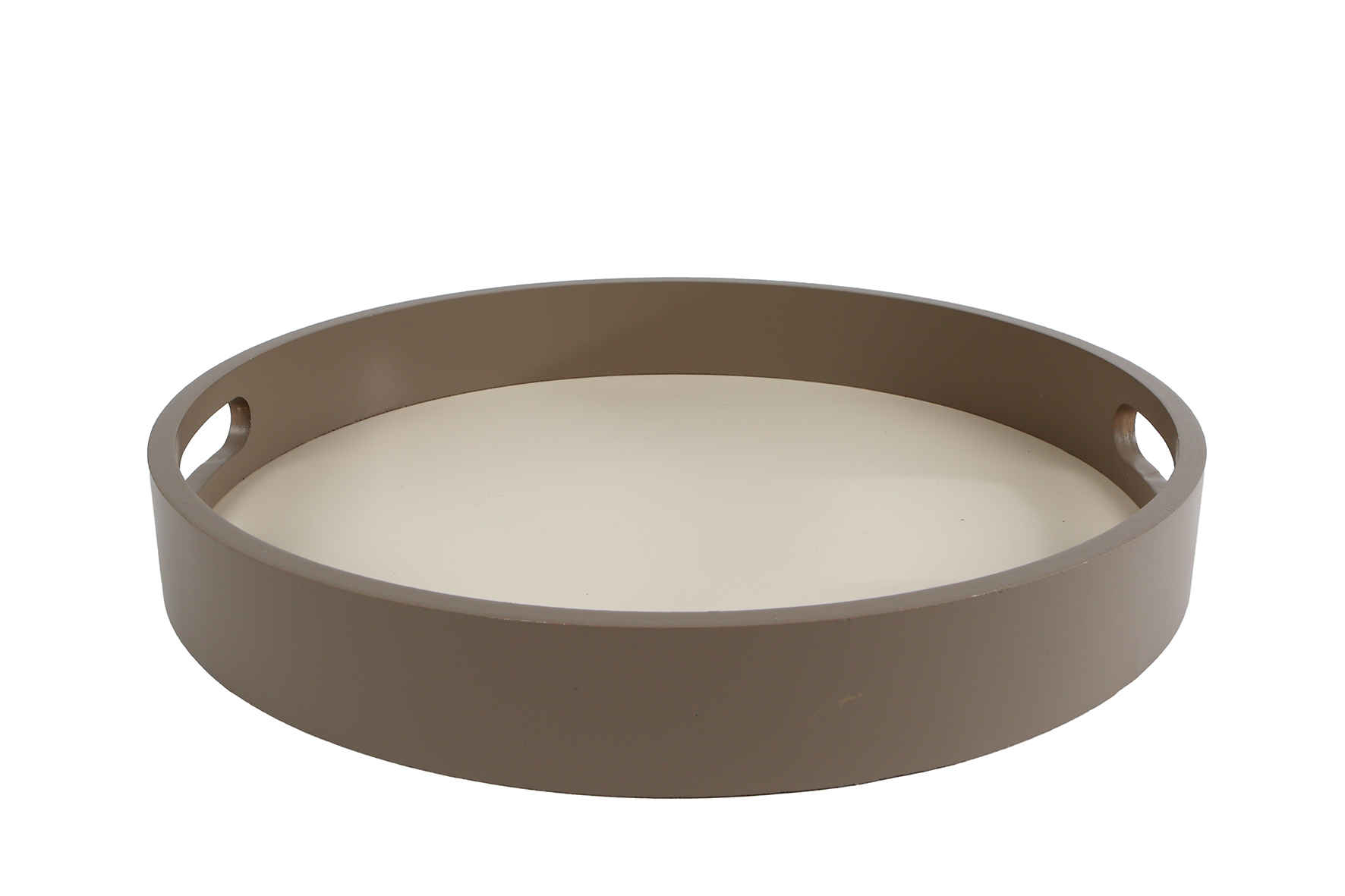 DIENBLAD ROND 30 CM BRARNE TAUPE-OFWHITE - 8713219583982 - 524392