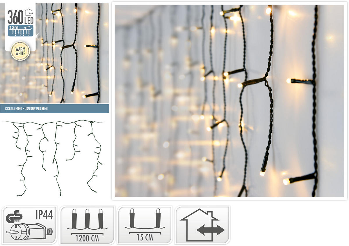 KERSTVERLICHTING IJSPEGEL 12M 360 LED - 8719202259193 - 533280