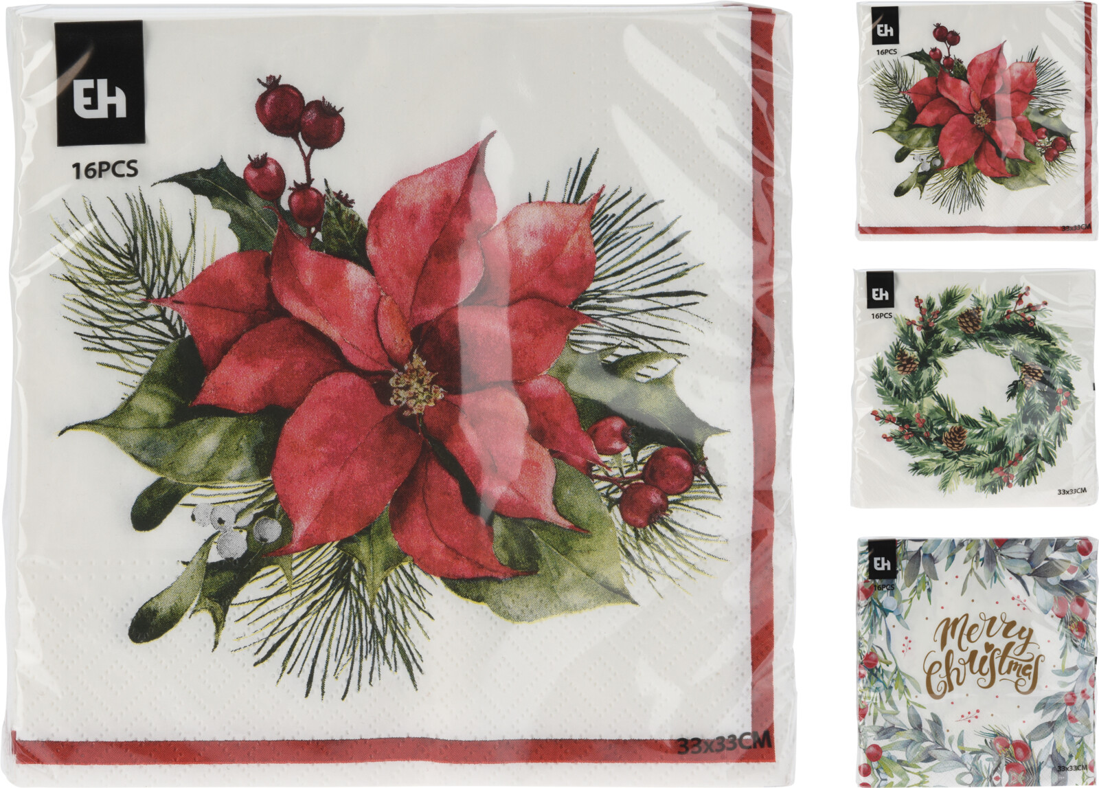 SERVETTEN KERST II 33X33CM - 8721037217415 - 510591