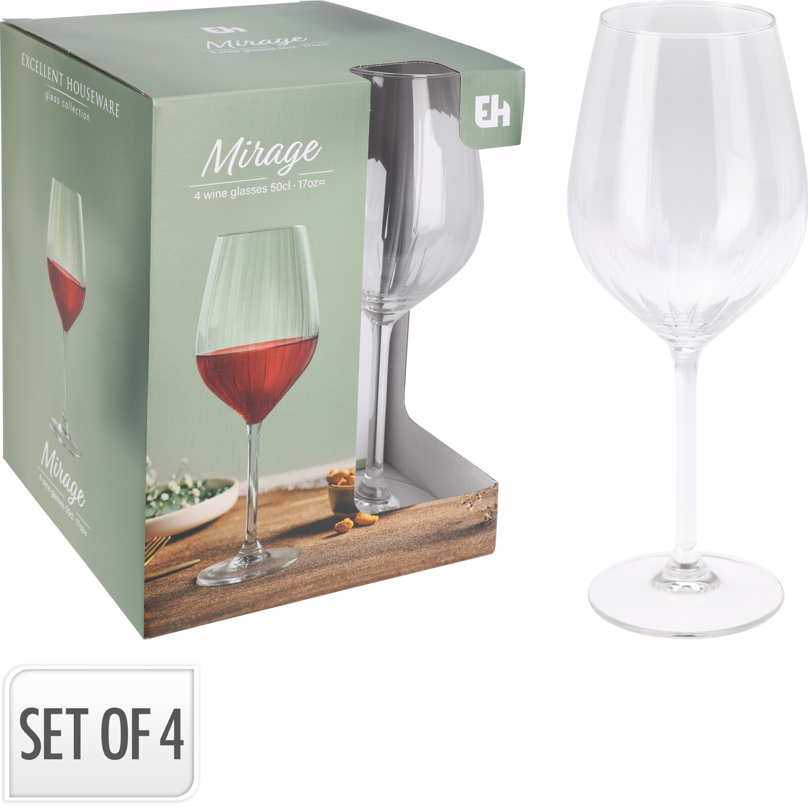 MIRAGE RODE WIJNGLAS 4 STUKS IN DOOS - 8721037280082 - 536068