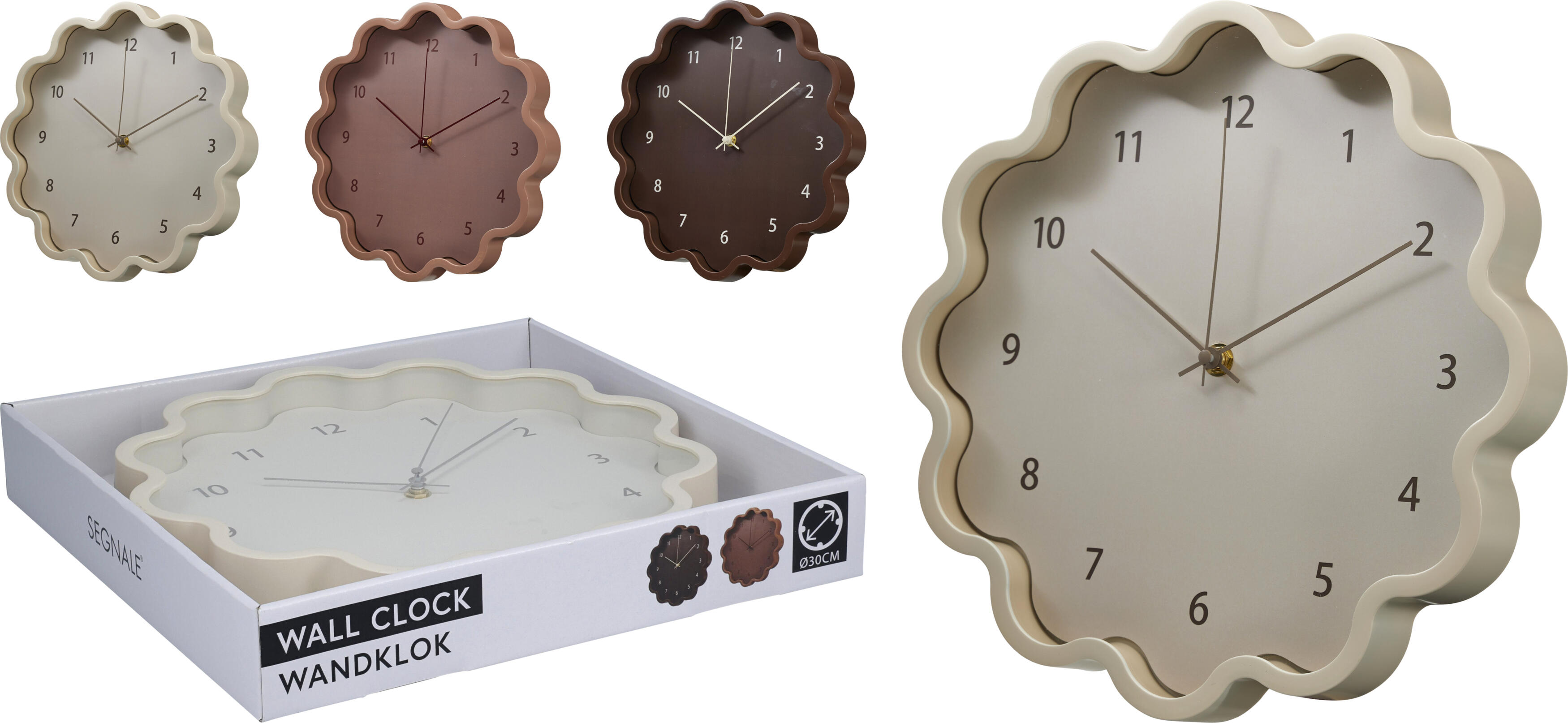 WANDKLOK FLOWER 30CM 3 ASSORTI - 8721461089060 - 0010554885